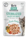 BRIT CARE Cat Pouches Sterilized Fillets in Gravy with Tender Turkey Enriched with Sea Buckthorn and Nasturtium sos /saszetka/ 24x85g  