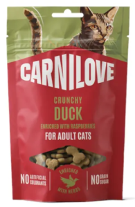 BRIT CARNILOVE Cat Crunchy Snack Duck with Raspberries przysmak dla kota 50g