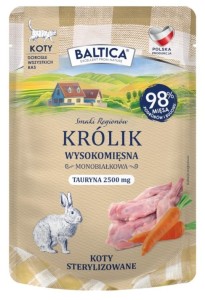 Baltica Królik kot dorosły wysokomięsna karma mokra saszetka 10x100g 