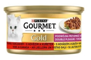 GOURMET Gold Duo Wołowina z Kurczakiem mix kawałków na parze 85g